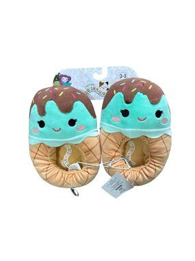 Original Squishmallows Ice Cream Cone Plush Slippers For Toddlers Size 2-3 Non-S